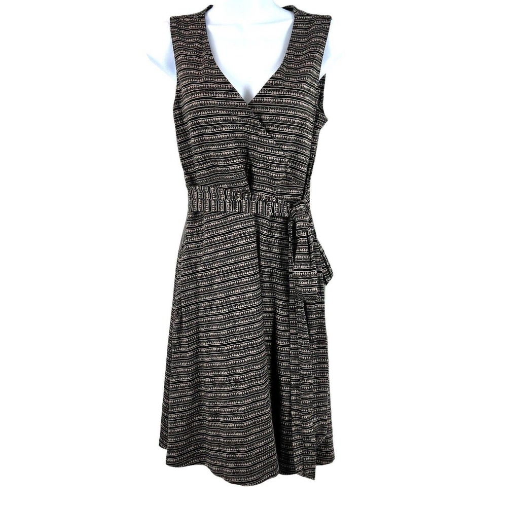 Toad and Co Dress Sleeveless Belt Wrap Brown Black Size M - Comfortable & Easy